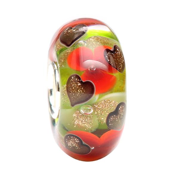 Red Poppy Sparklehearts - Ogerbeads Glas